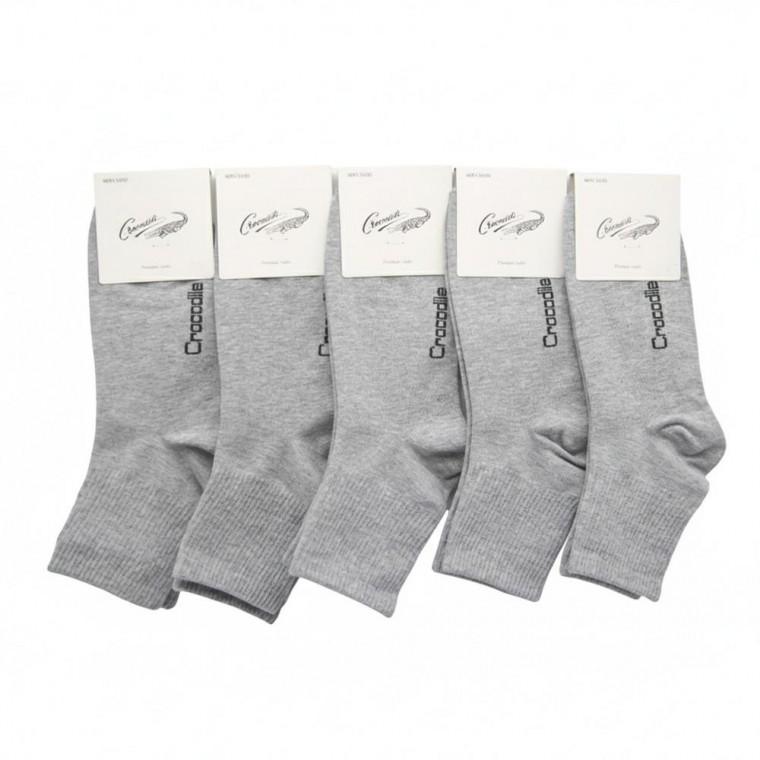 크로커다일 남성 무지 중목양말 그레이 5켤레 단색 패션 캐주얼 교복 사계절