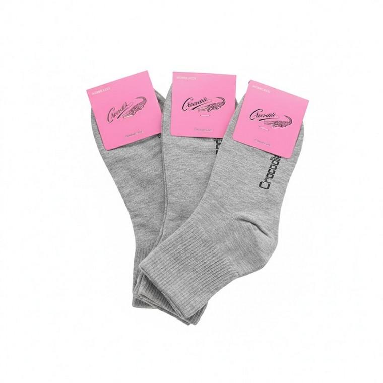 크로커다일 여성 무지 중목양말 그레이 3켤레 단색 패션 캐주얼 교복 사계절