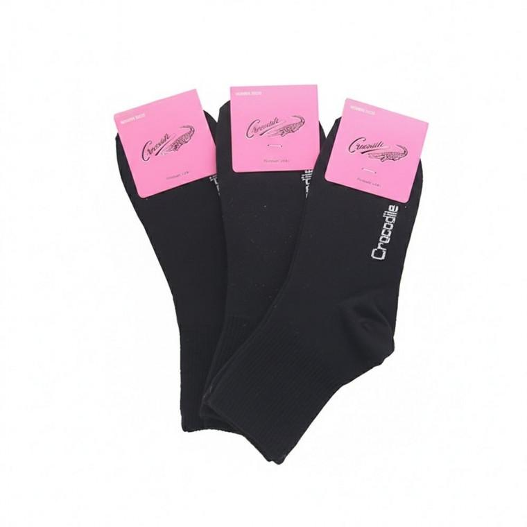크로커다일 여성 무지 중목양말 블랙 3켤레 단색 패션 캐주얼 교복 사계절