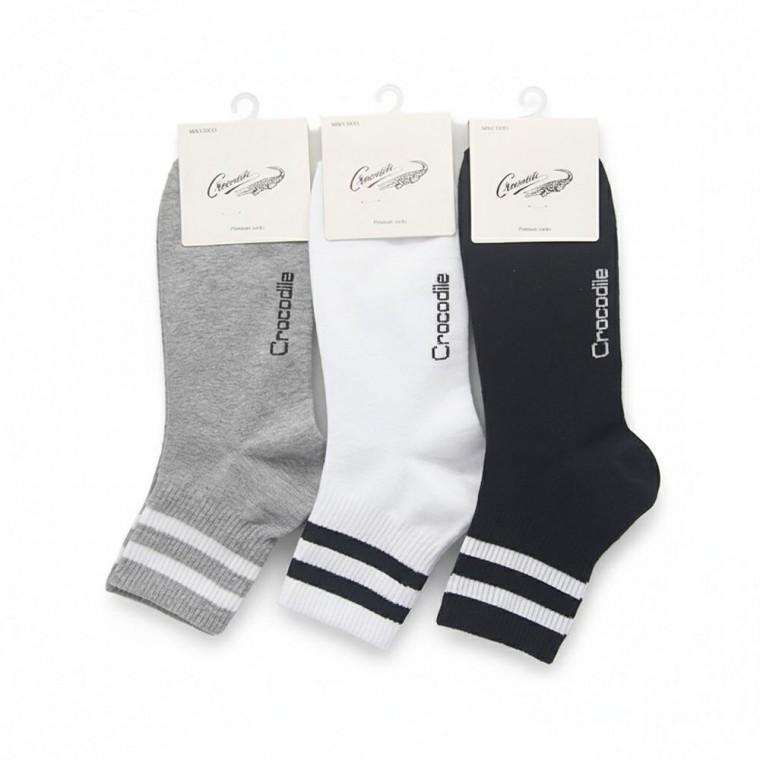 크로커다일 남성 투라인 중목양말 색상랜덤 3켤레 단색 패션 캐주얼 교복 사계절