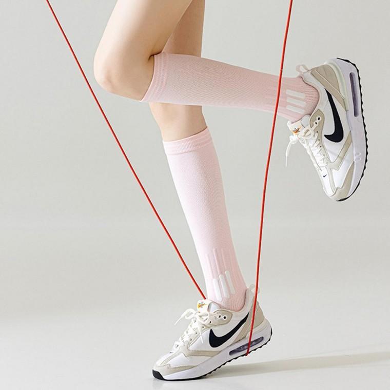 SOWL6018 여성용 스포츠 압박 롱 양말 근육 운동용 컬러 삭스