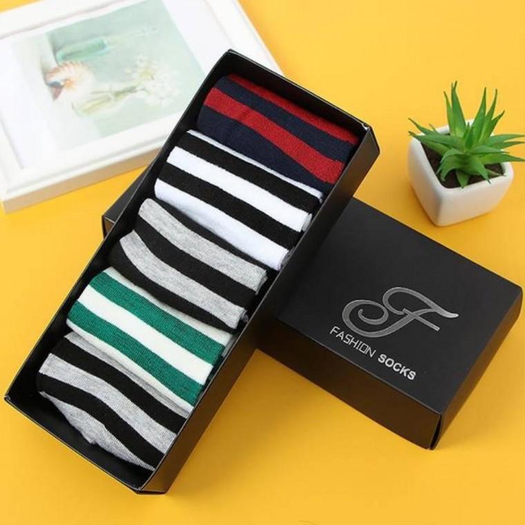 남성용 중목 스트라이프 5켤레 양말세트