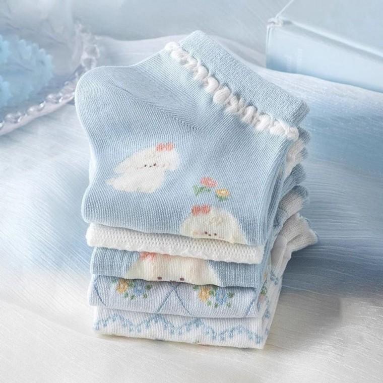 5세트 귀여운 디자인 단목 삭스 선물용 여자 캐릭터 발목양말