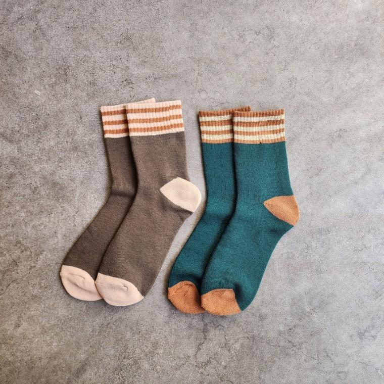 여자 방한 데일리 배색 양말