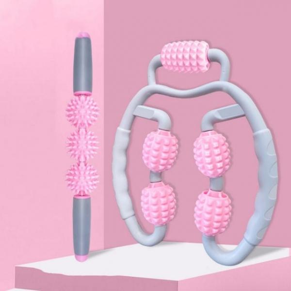 돌기형 마사지롤 + 마사지스틱 홈트레이닝 안마세트