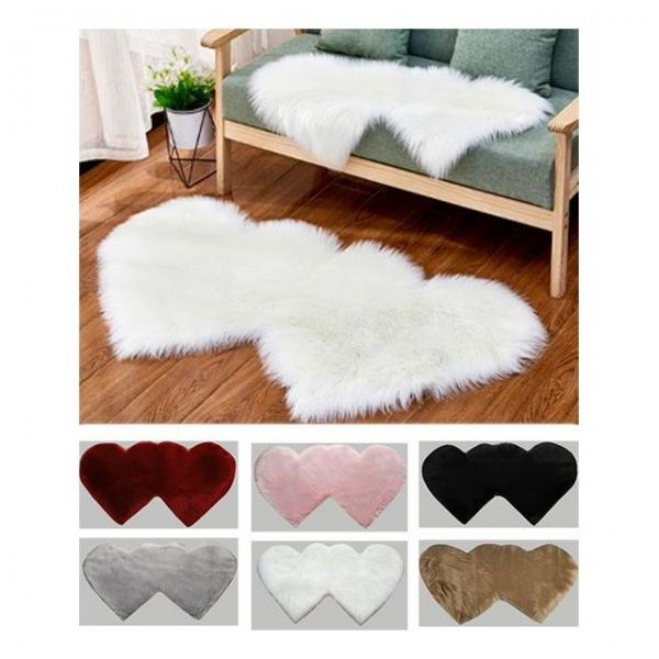 키밍 쌍하트 발매트 90x180cm 장모 카페트 러그 거실