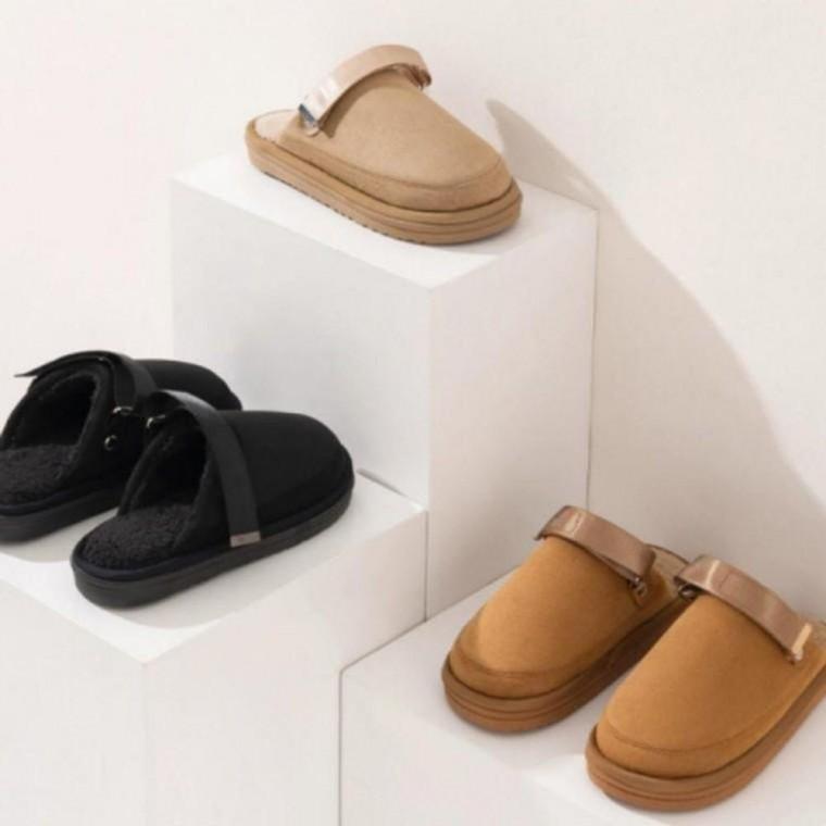 여성 겨울 퍼 안감 스트랩 뮬 슬리퍼 신발 컬러 패딩부츠 슬리퍼 미들부츠 여성 털부츠 겨울 화 방한