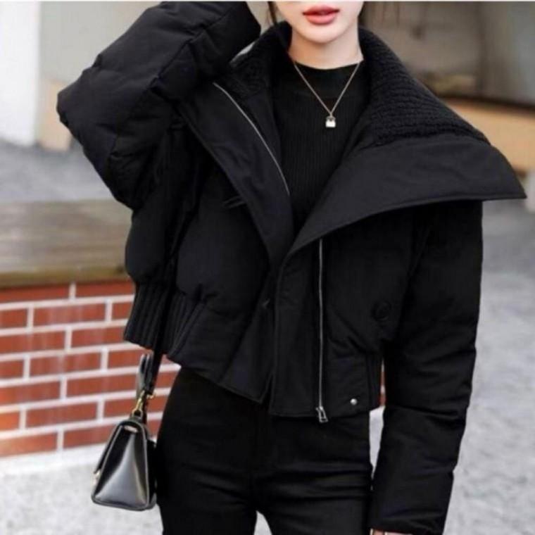 여성 겨울 오버핏 빅 카라 크롭 숏 점퍼 패딩 자켓 남자숏 오버핏 겨울 여자숏 빅 패딩 숏 크롭 자켓