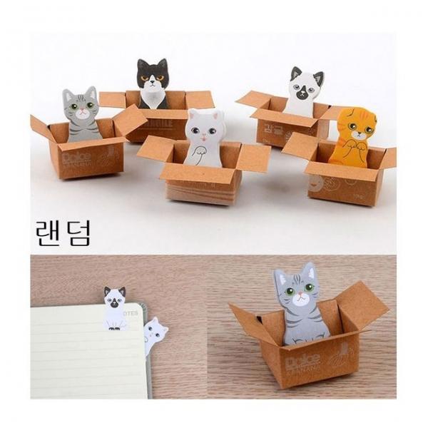 상자안 고양이 메모지 10개 접착 노트패드 책갈피