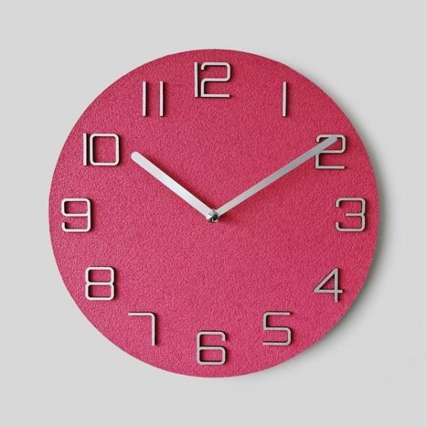핑크실버 가벼운 무타공 예쁜 무소음 거실시계 280mm