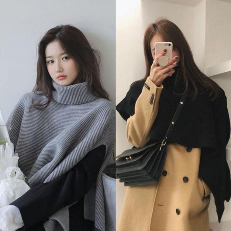 니트 케이프 머플러 빅사이즈 언발 숄 B 1005090 코트위케이프 데일겨울니트 겨울숄케이프 여성니트숄