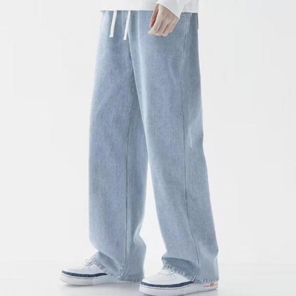 깔끔한 와이드핏 베이직한 디자인 허리밴딩 데님 팬츠