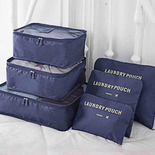 압축 수납파우치 미니파우치 6종세트 여행용 네이비