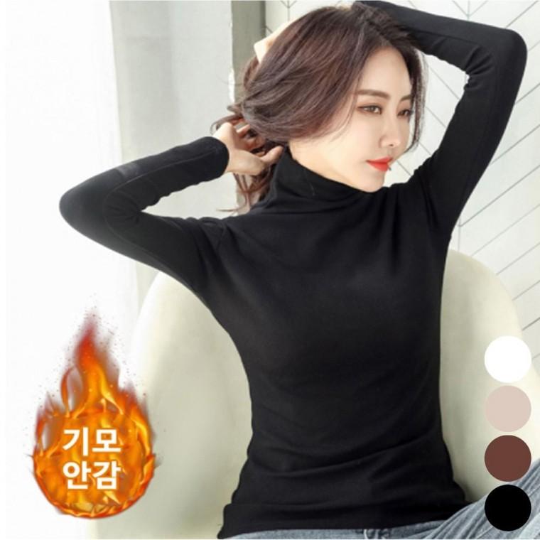 여자 터틀넥 이너 겨울 겨울 기모 목폴라 티셔츠 보온
