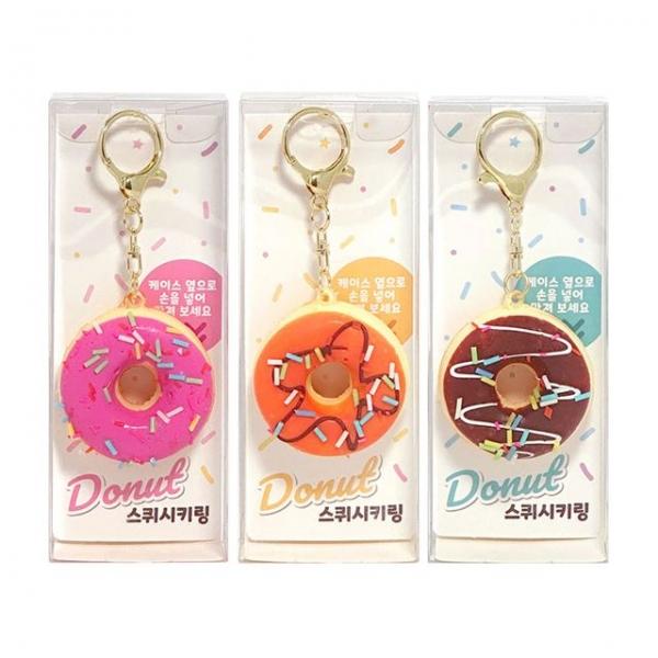리얼 도넛 모형 스퀴시 키링 혼합 3p 도너츠 키홀더
