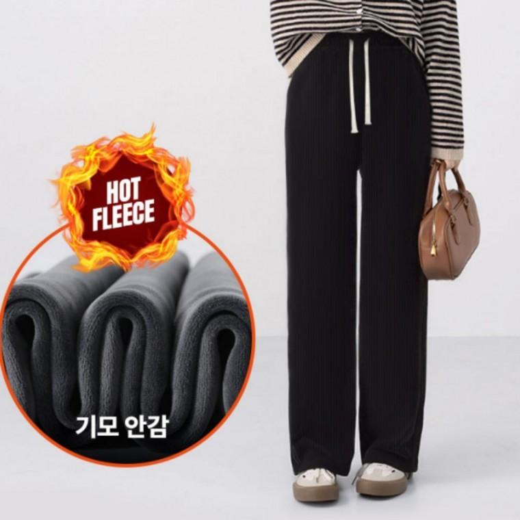 코듀로이 일복 겨울 여자 한파 현장 세미와이드 기모바지 겨울 기모 방한 팬츠 골덴