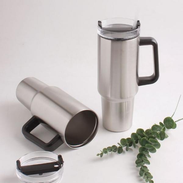 스텐 대용량 텀블러 빨대 손잡이 차량텀블러 1.2L