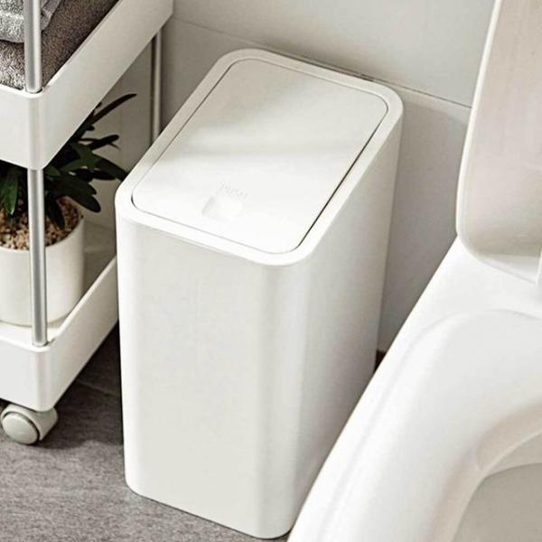 심플 원터치 슬림 휴지통 8.5L 욕실 틈새 사무실 매장