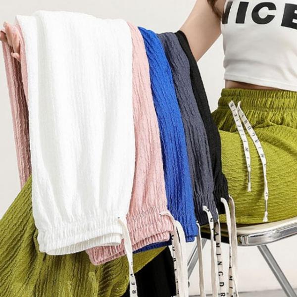 은창)찰랑 레터링 라인 플 바지 긴바지 여름 팬츠