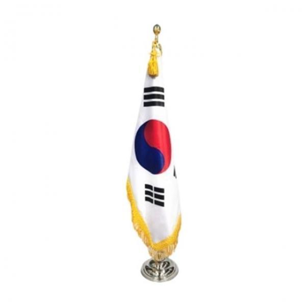 태극기 정기세트 본염(원형받침) 90x135cm 국기 (1개)