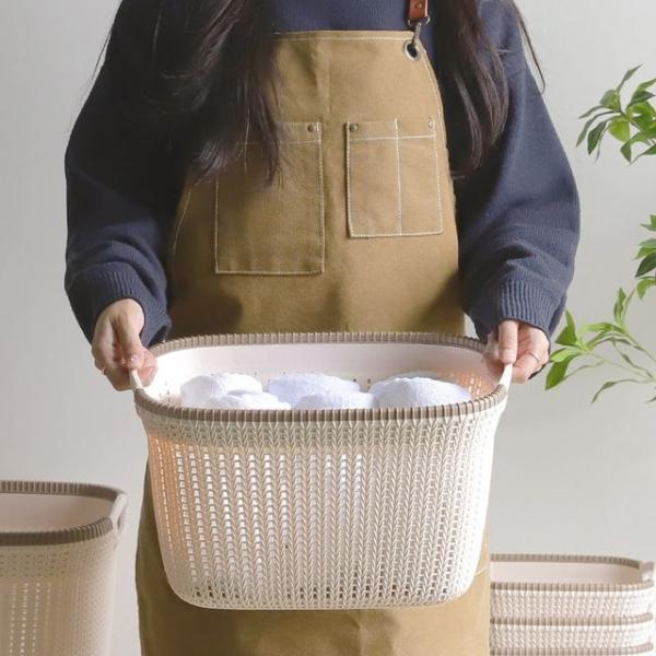 라탄 패턴 사각바구니 중형 튼튼한 정리수납함