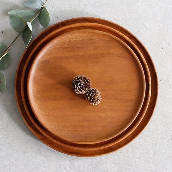 나무쟁반 원형 플레이팅 우드 접시 예쁜 식탁 꾸미기