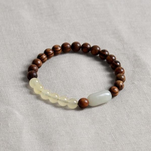6mm 향기나는 자연 백단향 원목 연옥 염주 옥팔찌