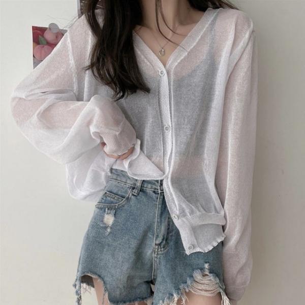 브이넥 긴팔 여름 니트 가디건 HH-D85