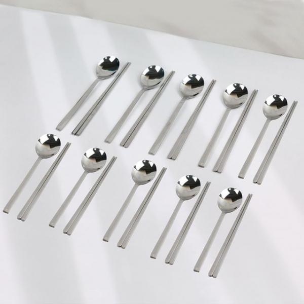 퀸센스 스텐 수저세트 10인 챠밍 업소용 숟가락젓가락