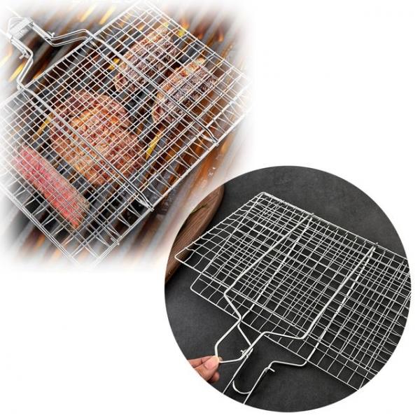 스텐 사각 양면 바베큐 숯불구이 손잡이 석쇠그릴