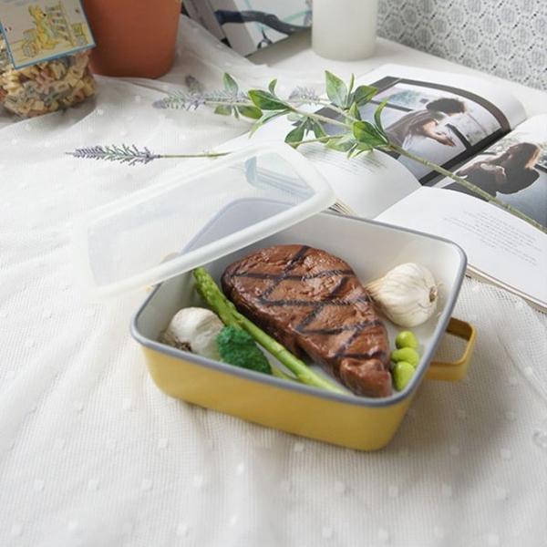 정사각 법랑 오븐트레이 옐로우 1P 인덕션 가능 그릇