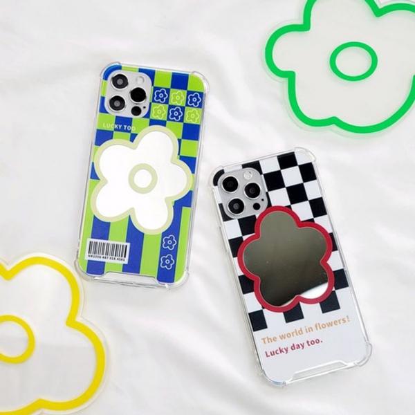 Linkvu 플라워 체커보드 미러케이스 iPhone