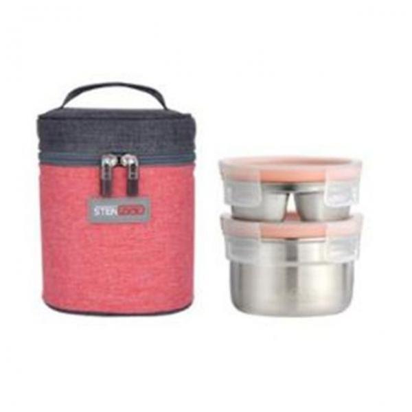스텐락 도시락 세트 런치박스 점심 찬합 원형 소 2단