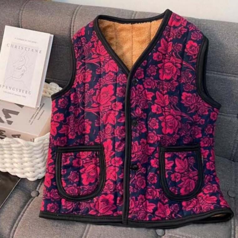 베스트 김장 기모 6type 융털 패션 조끼 융털조끼 김장조끼 할머니조끼 엄니 꽃무늬 꽃 겨울 겨울