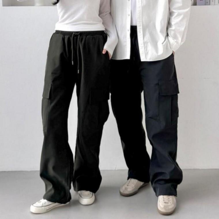 남녀공용 겨울 기모 스트링 와이드 포켓 카고 팬츠 바지 작업복 바지 남자 운동복 남성 팬츠 기모 겨울