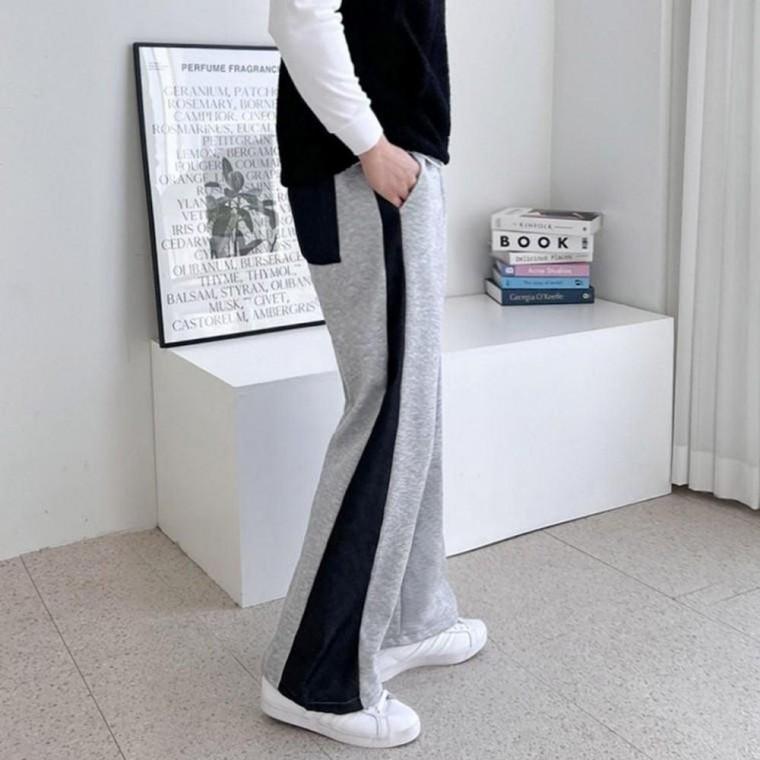 AA D B222M 남자 겨울 데님 라인 기모 와이드 스트링 팬츠 기모안감 데일리룩 남자 겨울