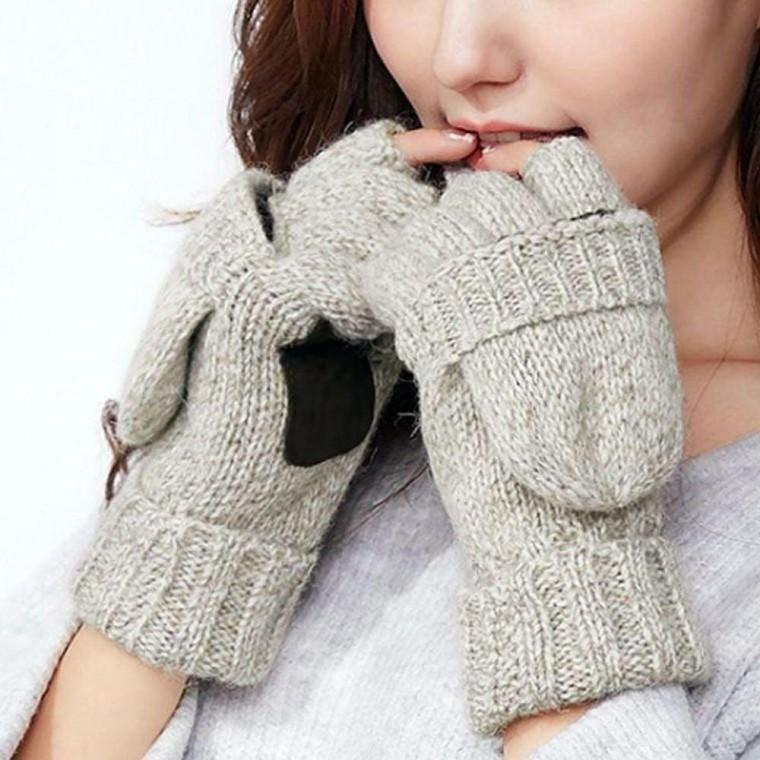 루이즈 오픈형 벙어리장갑 오트밀 겨울 기모 니트장갑 보온 벙어리장갑 반장갑 털장갑 손가락장갑 방한