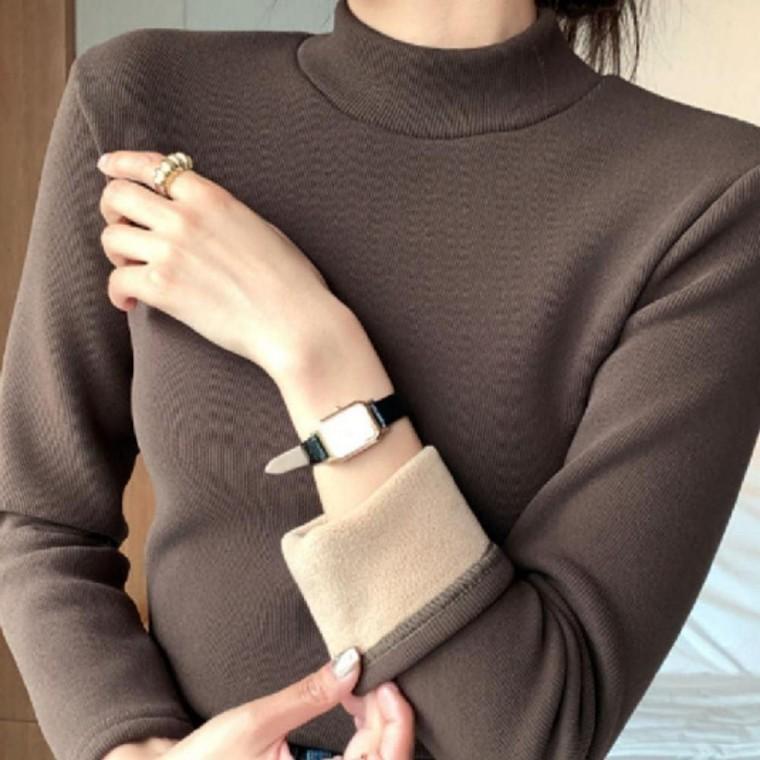 여성겨울티셔츠 여성 겨울 이너 기모 반목 티셔츠 목티 폴라티 반폴라