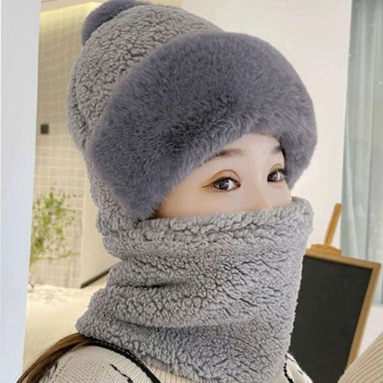 겨울모자 밍크털모자 넥워머 일체형 세트 따뜻한 겨울 방한모자