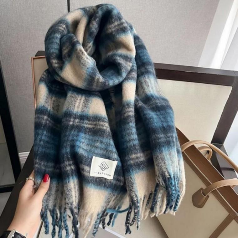 [FW25] 머플러 격자무늬 울터치 숄 여자 긴 겨울