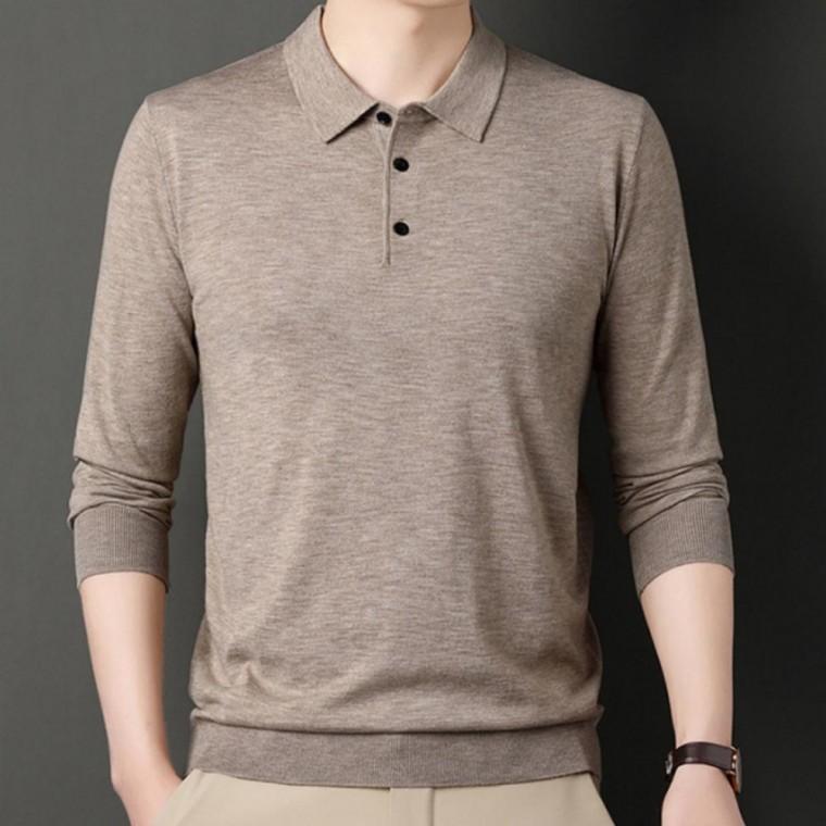 남성 남자 겨울 세미 캐주얼 카라 단추티 울 니트 스웨터 3color