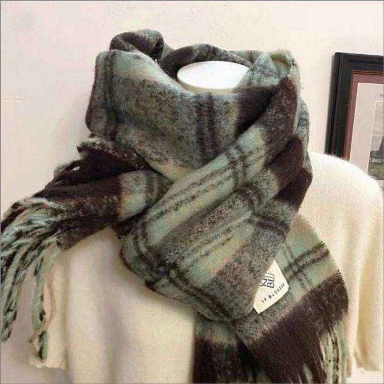 와이드 겨울 머플러 목도리 체크패턴 6컬러 남녀 울터치 포근한