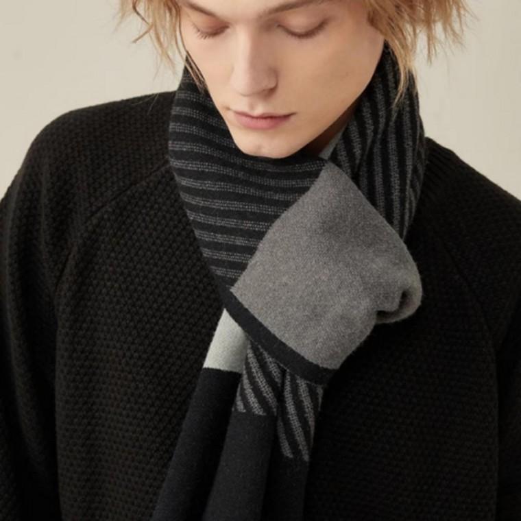 남성 겨울 고급 체크 울 머플러 커플 양모 목도리