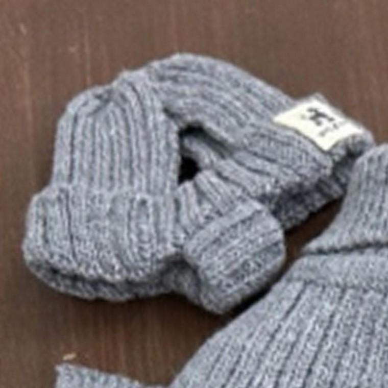 강아지 골지 울트라 비니 모자 그레이 1P 겨울 니트 패션