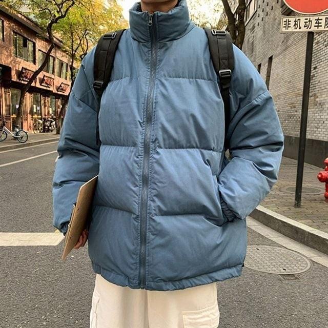 아우터 남자 교복 점퍼 겨울 집업 패딩 하이넥 베이직