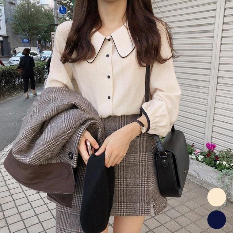 소매 카라 포인트 블라우스 URK181 블라우스 S 비치 블라우스 상의 남방 루즈핏 XL 겨울 카라 남방 사이즈