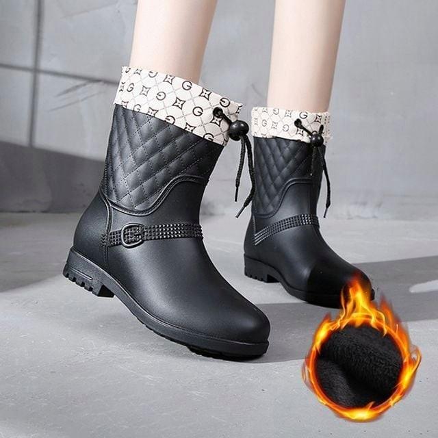 레인부츠 탈부착 여자 방한 겨울 미들 기모 안감 장화