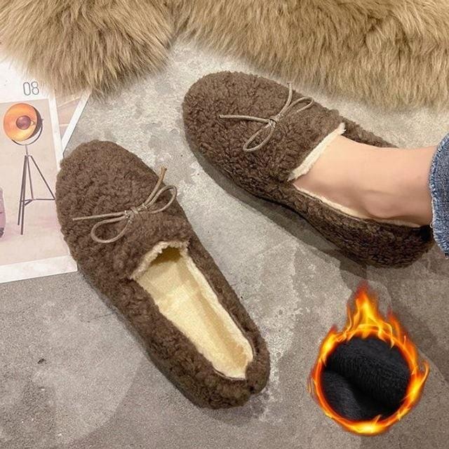 플랫슈즈 여자 4컬러 기모 겨울 로퍼 슬립온 뽀글이