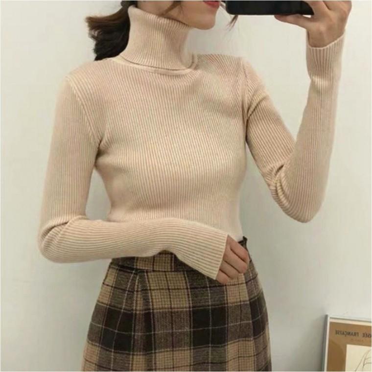 이너 목티 여자 슬림핏 니트 5컬러 베이직 목폴라 골지 겨울