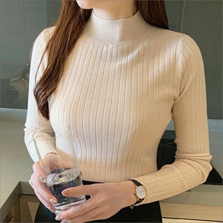 겨울 골지 이너티 4컬러 반목 반폴라 긴팔니트 하프넥 여자